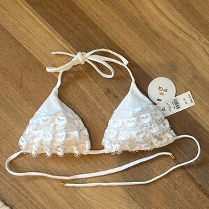 PQ Water Lily Lace Ruffle Bikini Triangle Top
